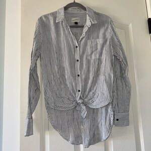 Universal Thread Striped Button-Down Shirt with Tie Front